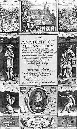 The Anatomy of Melancholy by Robert Burton frontispiece 1638 edition.jpg